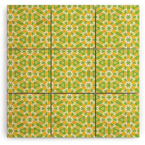 Deny Designs 2021 Wood Wall Mural, 4' x 4', Emmie K Spring Bloom Burst Citron