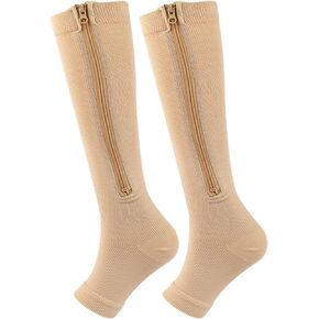 Zipper Compression Socks or Women and Men Toeless Thigh High Compression Open Toe with Zipper Easy to on off