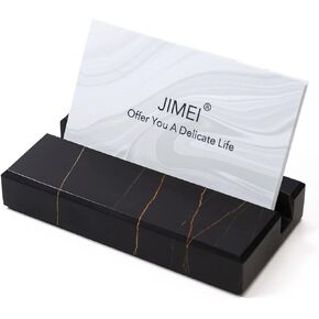 Business Card Holder for Desk - Elegant Business Card Display Holder - Made of Sahara Noir Marble - Desk Organizer Stand for 25 Business Cards - Cute Office Desktop Accessory for Men and Women