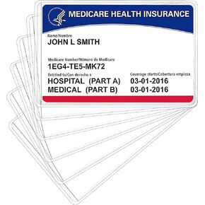 New Medicare Card Holder Protector Sleeves, Social Security Card Protector, 12 Mil Clear PVC Water Resistant Plastic Sleeves for New Medicare/Social Security/Business/ID/Credit Cards(6 Pack)