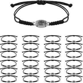24pcs Football Bracelet, Adjustable Braided Sports Rope Football Bracelet Charms Rugby Bracelet with Football Pendant Decoration for Teens Girls Boys Men Women Team Players in Saudi Arabia