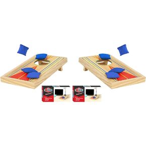 Tabletop Mini Corn Hole Bean Bag Toss Game, Brown -2 Boards, 8 Bags – Office, Birthdays, Family, Travel Party Time Fun