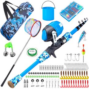 تتضمن مجموعة قصبة الصيد للأطفال مجموعة صنارة صيد وبكرة بطول 5 أقدام مع حقيبة تخزين، شبكة صيد تلسكوبية، دلو قابل للطي للأطفال في الهواء الطلق للعب في المياه العذبة والمياه المالحة وصيد الأسماك in Kuwait
