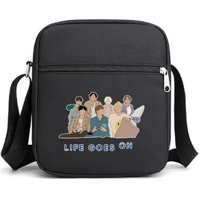 K-pop Merch Crossbody Bags jimin suage jungkook V Jhope jin RM Bag Korean Merchandise Life Goes On Messenger for Women Men Crossbody Purse with Zipped Pockets Handbag Shoulder Bag