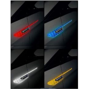 True Line Automotive Scratch Protector - 2 PCS Side Door Reflective Accent Trim Kit - Paint Protector Car, Protective Trim for Automobiles, Reflective Carbon Fiber Door Fender Strips (Red)