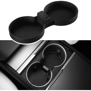 BASENOR 2024 2023 2022 2021 Tesla Model 3 Model Y Cup Holder Insert Fit for Model 3 Y with Refresh Console Black (Not Compatible with 2024 Tesla Model 3 Refresh)