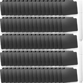 80 Pieces Removable PVC Basket Labels Clip Kitchen Bin Chalkboard Label Holders Pantry Basket Labels Storage Organization Labels with Chalk Markers for Storage Basket (Black Label Clip, White Pen)