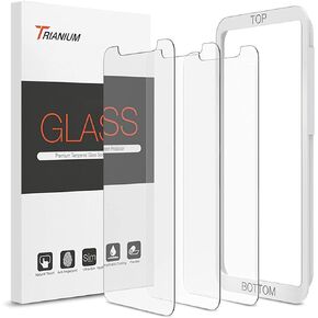 Trianium (3 Packs) Screen Protector Designed for Apple iPhone 11 Pro Max, iPhone XS Max (6.5" 2018) Premium HD Clarity 0.25mm Tempered Glass Screen Protector Easy Installation Alignment Case (3-Pack)