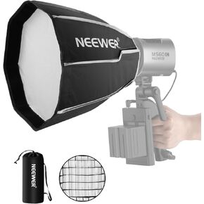 NEEWER 12"/30cm Octagonal Softbox with NEEWER Mount, Quick Folding Quick Set Up Mini Softbox with Diffusers/Honeycomb Grid/Bag for MS60 MS60B MS60C MS150B LED Video Studio Light, NS3P