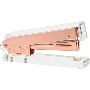 Mogoostry Clear Acrylic Stapler Rose Gold Small Desktop Stapler # 10 Cute Stapler for No.10 Staples Refill Heavy Duty Office Mini Stapler Desk Binding Accessiories