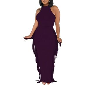 2 Piece Outfits for Women Sexy Halter Neck Sleeveless Crop Tops Ruched Bodycon Dresses Jumpsuits Fringe Skirt Sets