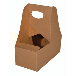 Southern Champion Tray 2795 Kraft Paperboard Drink Carrier with Handle, Hold 2 Cups, 7-5/8" Length x 3-3/4" Width x 8-7/8" Height (Case of 250)