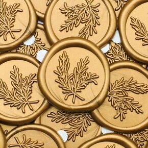 Wax Seal Stickers - Delogad 50 PCS Antique Gold Rosemary Wax Seal Stamp Stickers - Pre-Made Self Adhesive Wax Seals for Wedding Invitation Letter Envelope Greeting Card in Saudi Arabia