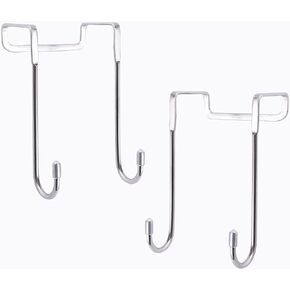 Over The Door Hooks, 2 Pack Door Hanger Hook , Towel Clothes Hooks for Kitchen Bathroom Cabinets Cupboards, Stainless Steel Utility Hooks Fitting Wide and Thin Doors
