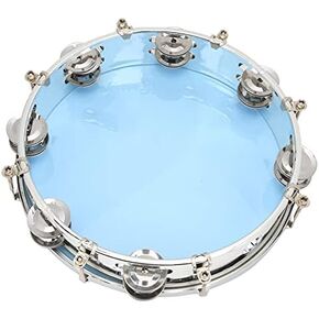 Tambourine for Adults 10 inch Double Row Metal Jingles Hand Held Musical Educational Drum Instrument for Party Games(Transparent color)