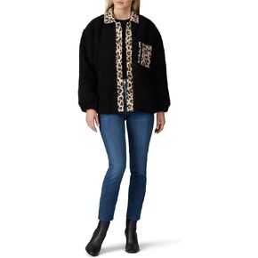 Louna Rent The Runway Pre-Loved Leopard Trim Faux Sherpa Jacket