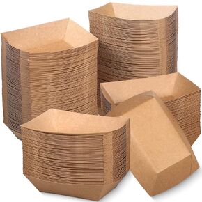1000 قطعة من قوارب الطعام الورقية السائبة، صينية طعام بوزن 2 رطل، صواني ناتشو من الورق المقوى كرافت، حاوية تقديم هوت دوج، حامل قلي فرنسي للامتياز، تقف مقاومة للتخييم والنزهات والشواء وكرنفالات عيد الميلاد in Kuwait