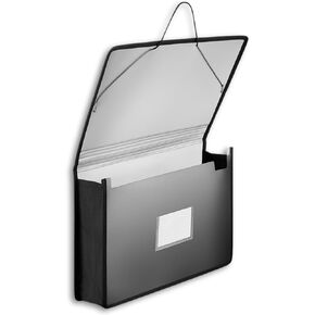 1InTheOffice Plastic Expanding File Wallet, Plastic Envelopes with Elastic Closure, 3.5" Expansion, Legal Size, Black, 1 Pack