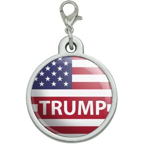GRAPHICS & MORE President Trump American Flag Chrome Plated Metal Pet Dog Cat ID Tag - Large