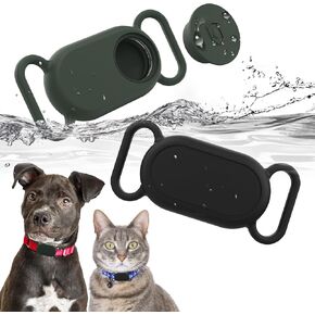 2 Pack Dog Collar Holder for SmartTag2, Waterproof Silicone Case for Pet Cat, Anti-Lost Scratch Resistant Protective Cover Accessory for Smart tag2 (Blue,Pink) in Kuwait