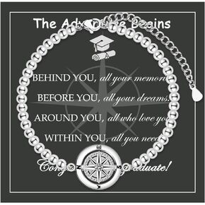 2024 Graduation Gifts for Her Girls Women, Compass Graduation Bracelet Jewelry Box with Bachelor's Hat High School College Graduation Gifts