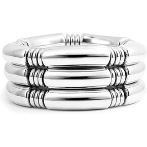 Qitian 14k مطلية بالذهب كومة الطبقات منحني الخيزران أنبوب أساور ممتدة الذهب مكتنزة أساور أساور للنساء مجوهرات هدية in Kuwait