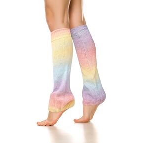 Benefeet Sox Womens Girls Cute Y2K Leg Warmers Kawaii Cotton Knit Knee High Stockings Colorful Tie-dye Winter Warm Leg Warmer