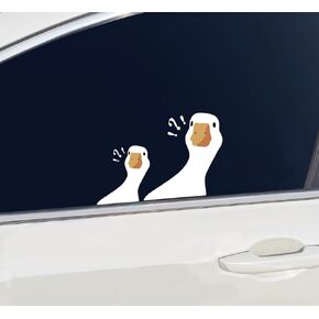 Cute Funny Cartoon Confused Goose Vinyl Sticker, 1 Small and 1 Big