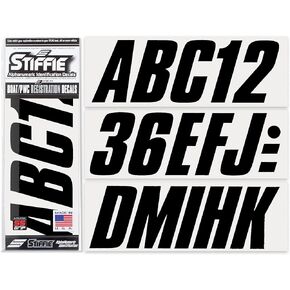 STIFFIE Shift Black 3" ID Kit Alpha-Numeric Registration Identification Numbers Stickers Decals for Boats & Personal Watercraft