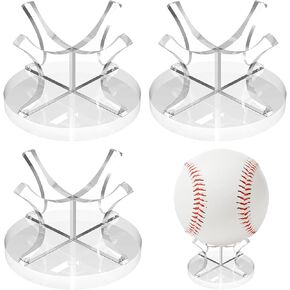 3Pack Baseball Stand Holder Acrylic Baseball Party Decorations Small Ball Display Rack for Baseball, Golf Ball, Softball, Tennis Ball,Thanksgiving Pumpkin Ball,Wooden Eggs,Black