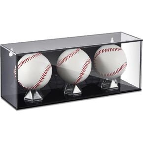 Baseball Display Case Ball Display Case Acrylic Shadow Box Freestanding UV Protection Clear Baseball Holder with Removable Stand for Autograph Collector Tennis Balls