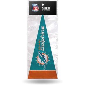 Rico Industries NFL Miami Dolphins 8-Piece 4-Inch by 9-Inch Classic Mini Pennant Decor Set, Teal, 4 x 9-inches