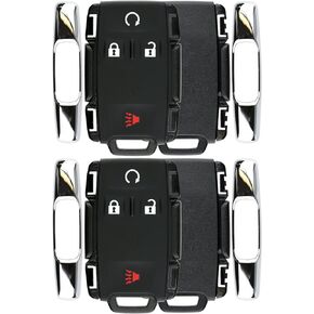 KeylessOption Keyless Entry Remote Control Car Key Fob Case Shell Button Pad Outer Cover for GMC Chevy M3N-32337100 (Pack of 2)