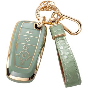 for Ford Key Fob Cover with Keychain,Car Key Case Shell Protector Holder 5 Buttons for Ford Explorer Fusion Escape Edge Expedition Mustang F150 F250 F350 F450 F550 Bronco,White