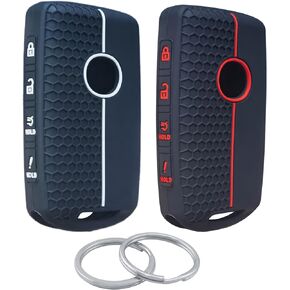 2Pcs 4 Buttons Silicone Smart Remote Key Fob for 2024 2023 2022 2021-2019 Mazda 3 6 CX-30 CX-5 CX-9 CX-50 C-90 Key Fob Cover (Black and Dark Green)