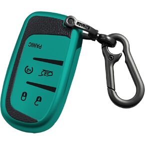 for Jeep Key fob Cover,Texture case,with Keychain,Key Shell/Skin,5-Buttons,fit Grand Cherokee Renegade for Chrysler for Durango Journey,ect Remote Key Vehicle Accessories,Red Texture