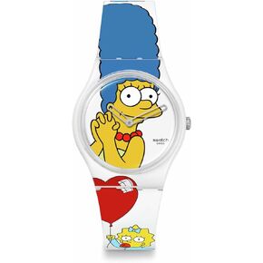 Swatch Unisex Casual Simpsons Mother's Day White Bio-sourced Quartz Watch Best. MOM. Ever