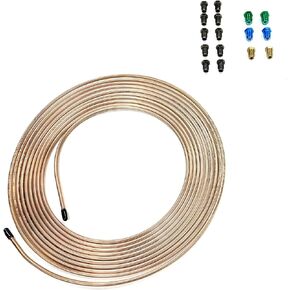 The Stop Shop 25 ft. Copper Nickel 3/16" Brake Line Tubing w/metric brake line ISO/Bubble Flare fittings (Pack of 16 fittings)