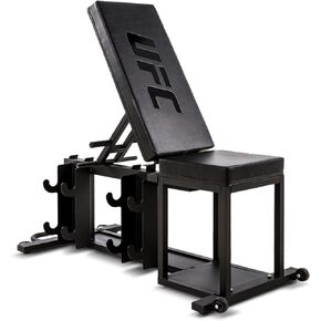 UFC Zone+ Weight Bench, Adjustable Full Body Workout Strength Training Flat, Incline, Decline. Built in Storage and Transport Handle and Wheels, Easy to Store for Home Gym