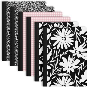 PAPERAGE 3-Pack Composition Notebook Journals, 140 Pages, 3 Unique Decorative Covers with College Ruled Lined Paper, (Minimalist Floral), 7.5 in x 10 in – Notebooks for School, Office, or Home