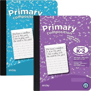 Enday Primary Composition Notebook K-2, Primary Ruled Composition Book, Primary Composition Notebook for Kids, 100 Sheets kindergarten Notebook, Blue and Purple (2 Pack)