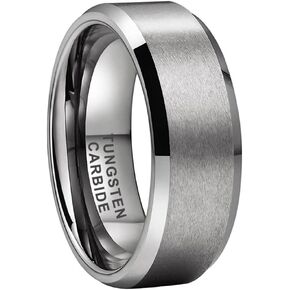 6mm 8mm Tungsten Rings for Men Women Fashion Engagement Wedding Bands Matte Finish Beveled Edges Comfort Fit