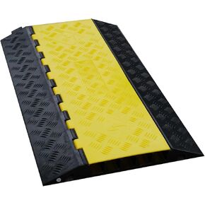 1 Pack 5 Channel PVC Rubber Durable Cable Protector Ramp Cover, Supports 18000lbs Load Capacity Heavy Duty Cord Protection w/Flip-Open Top Cover for Wire/Hose/Pipe Hider Driveway & Indoor