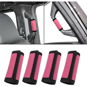 A&B Pillar Grab Handles Cover for Jeep,Pillar Grip Handles Cover Wrap for Jeep Wrangler JL & Gladiator JT Pink Interior Accessories,Set of 4