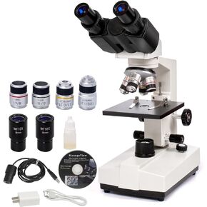 Binocular Compound Microscope, 40X-1000X Magnification, Composite Built-in 2 Million Pixel USB2.0 Electronic Eyepieces, Professional Composite Microscope with Wide Field, Adult Microscope