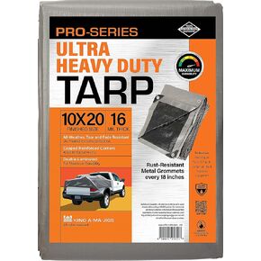 6x8 Ultra Heavy Duty Tarp, Extra Thick 16 Mil, UV Resistant, Grommets Every 18 Inches - Waterproof Plastic Poly Tarpaulin - (Reversible, Silver and Black) (6' x 8')