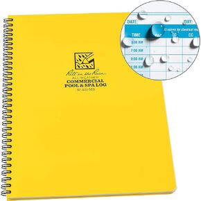 Rite in the Rain Weatherproof Side Spiral Notebook, 8.5" x 11", Yellow Cover, Commerical Pool & Spa Maintenance Log (No. 425-MX)