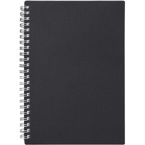 ZZTX Sprial Notebook Kraft Soft Cover College Ruled Notebooks, Wirebound Memo Diary Notebook Planner, 140 Pages/ 70 Sheets, 8 x 6 inch, 1 Pack (Black)