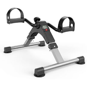 FEIERDUN Mini Exercise Bike, Under Desk Bike Pedal Exerciser Portable Foot Cycle Arm & Leg Peddler Machine with LCD Screen Displays (FOLD-Black)
