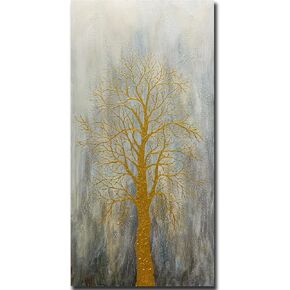 ART8YUQI Paintings - Texture color Wall Art Abstract Modern Landscape Abstract Gold and Silver Flower Artwork Oil Painting for Decor 24x48 Inch in Kuwait